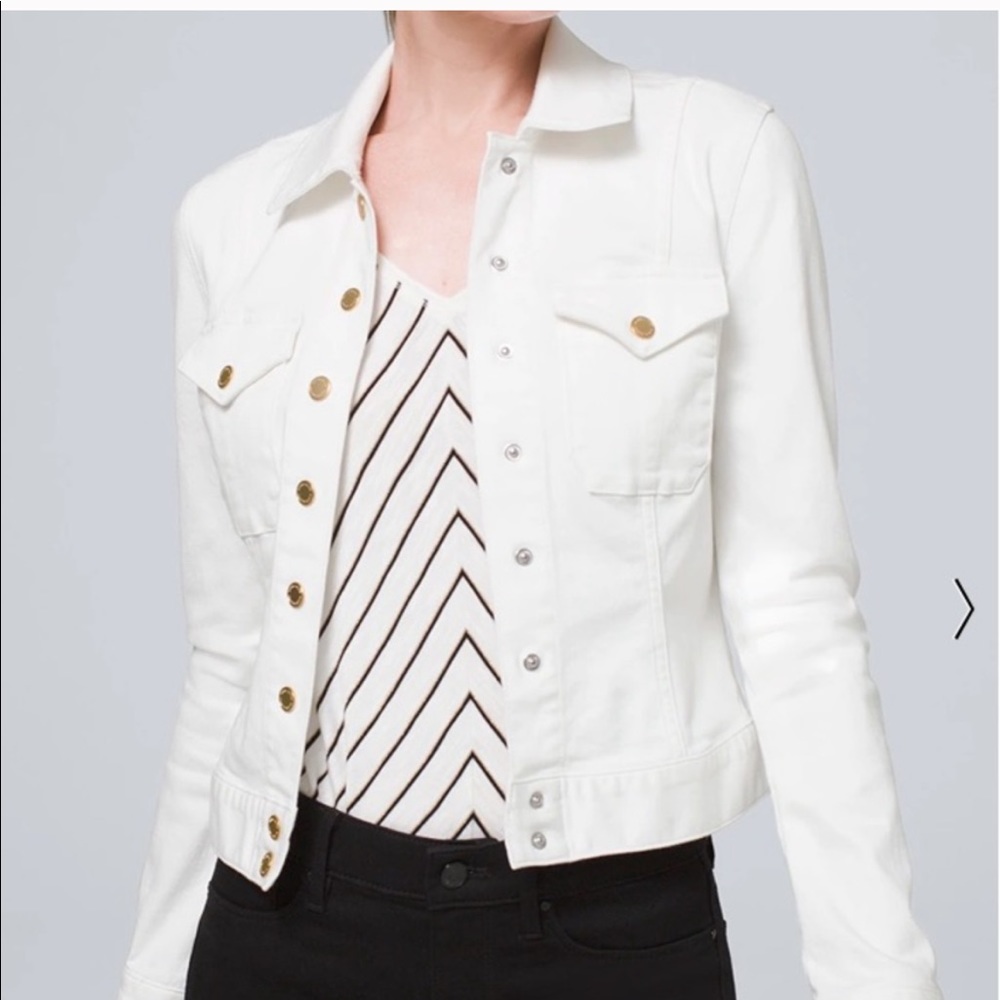 NWT WHBM White Denim Jacket with Gold Hardware